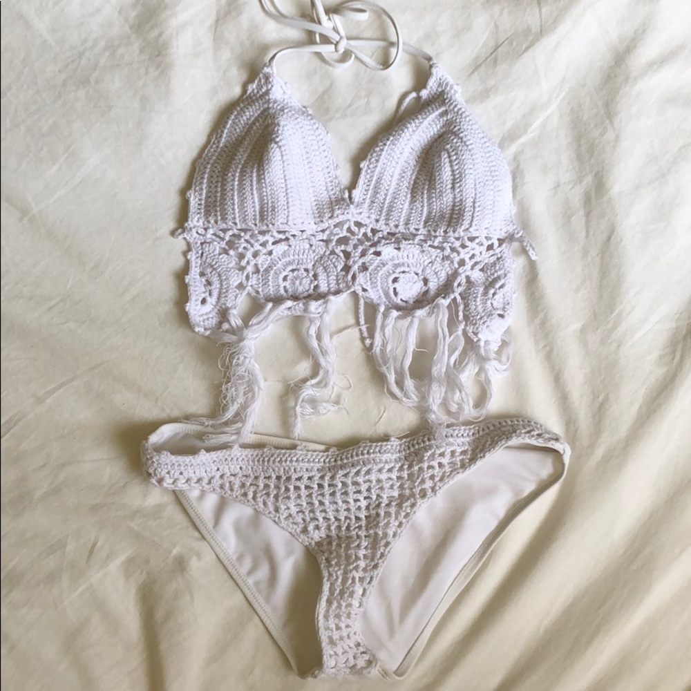 NWT White Crochet Bikini